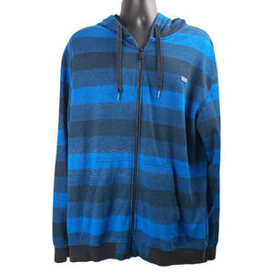 VANS Men's Blue Striped Long Sleeve Hooded Pocket Full Zip Jacket Size XL